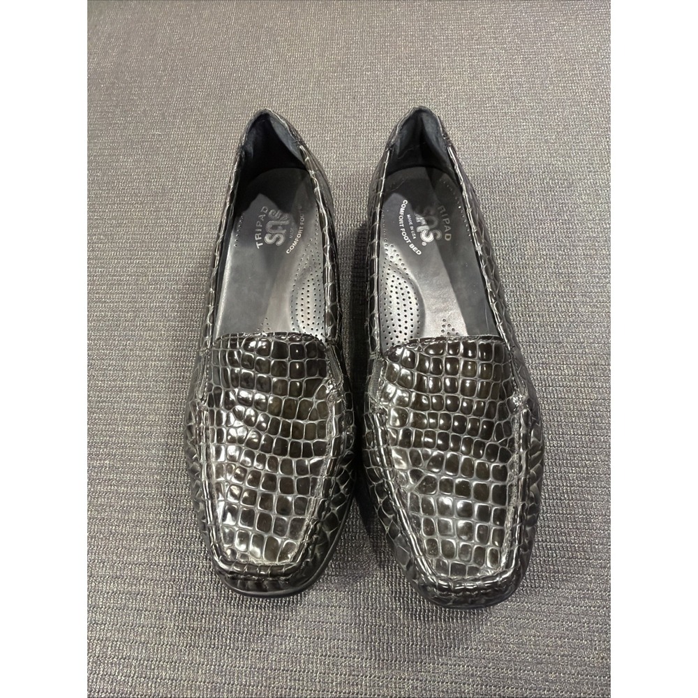 SAS - ladies Joy Black Croc slip-on flats - size‎ 8.5W NWOB